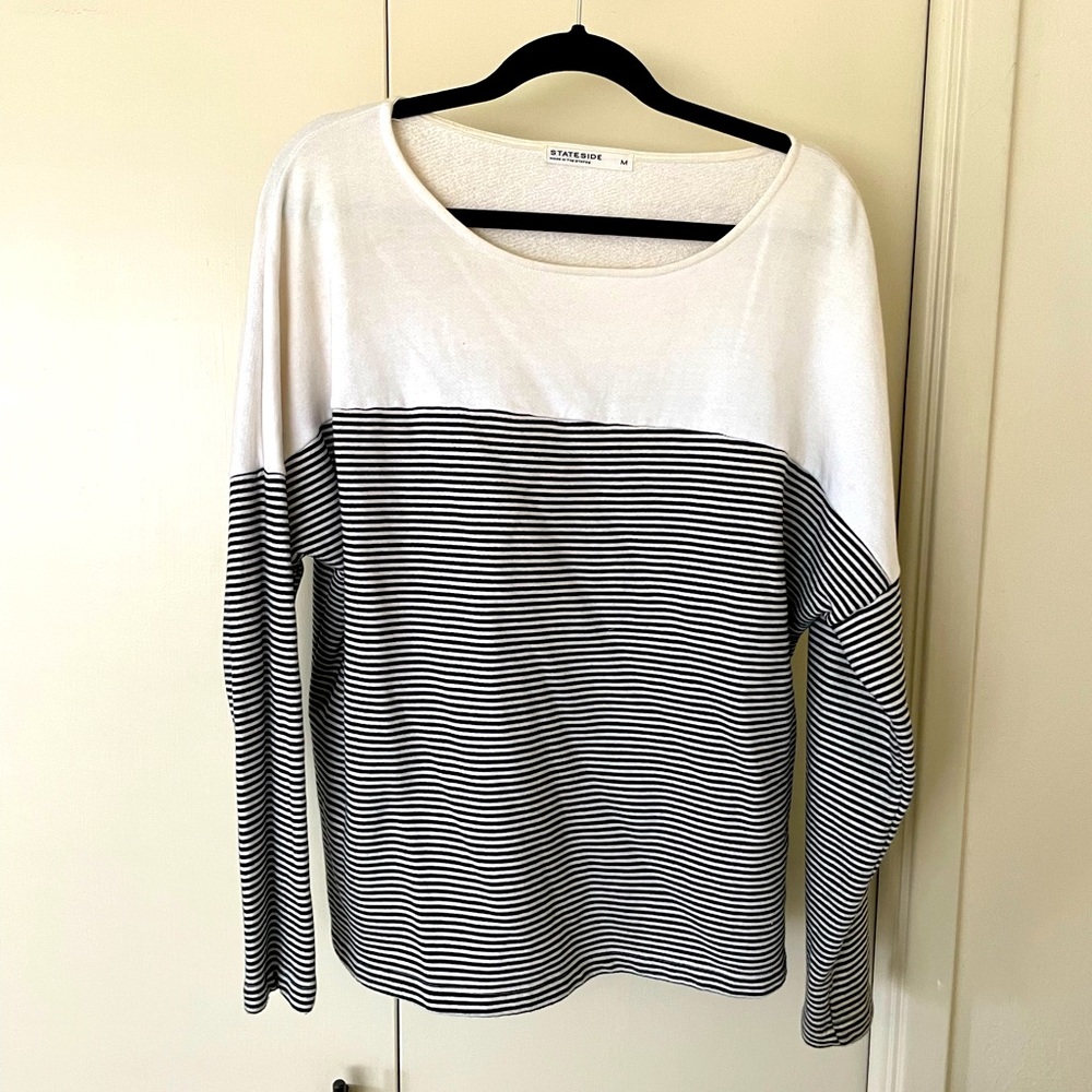 Scoop neck striped sweatshirt